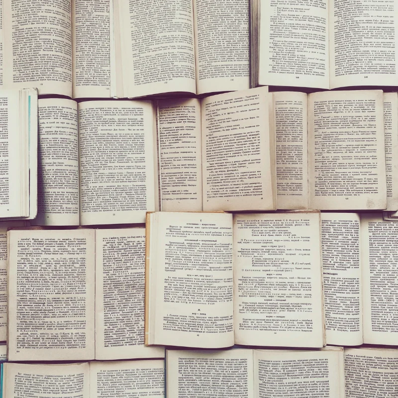 Varios libros abiertos superpuestos entre sí | Fablans